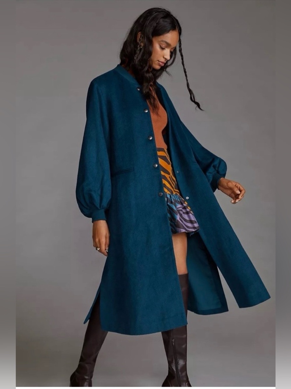 Anthropologie x DRA Puffed Sleeve Cardigan Coat Size Large NWT